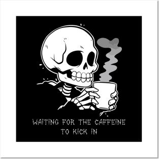 Funny Skeleton Goth Men Women Funny Halloween Coffee Posters and Art